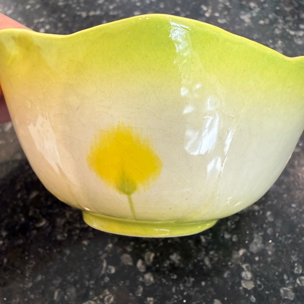 Mustardseed and Moonshine Green and Yellow Ceramic Trinket Bowl - Picture 3 of 6